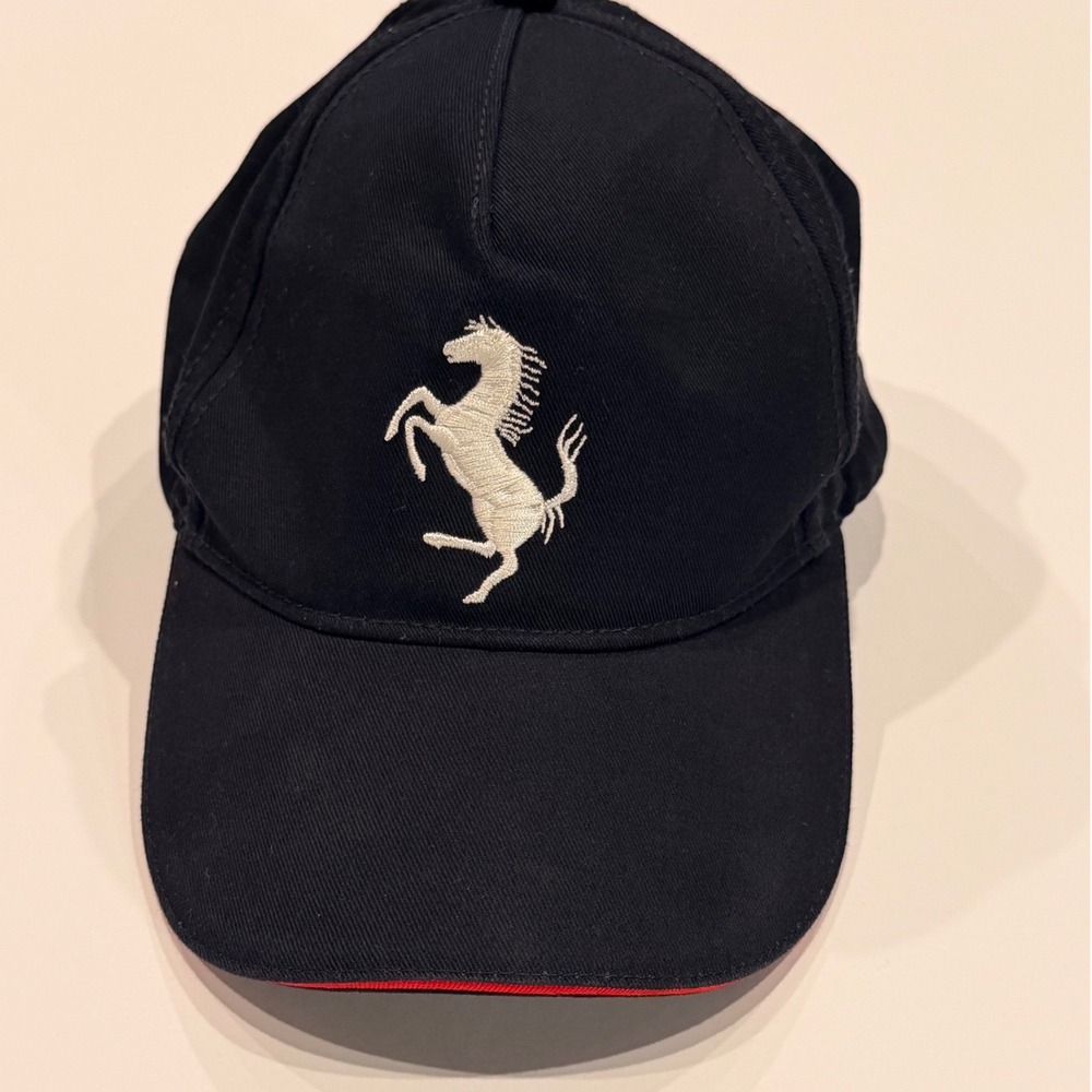 Ferrari Black Baseball Cap with White Prancing Horse